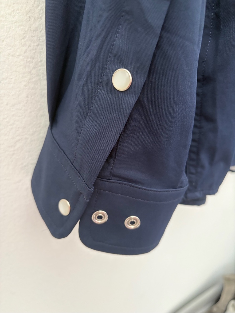 Poncho Men's Casual Button-Down Shirt in Navy - Picture 6 of 6